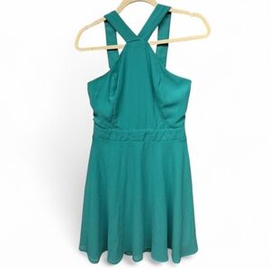 Charlotte Russe Teal Halter Fit & Flare Mini Dress - Size Medium